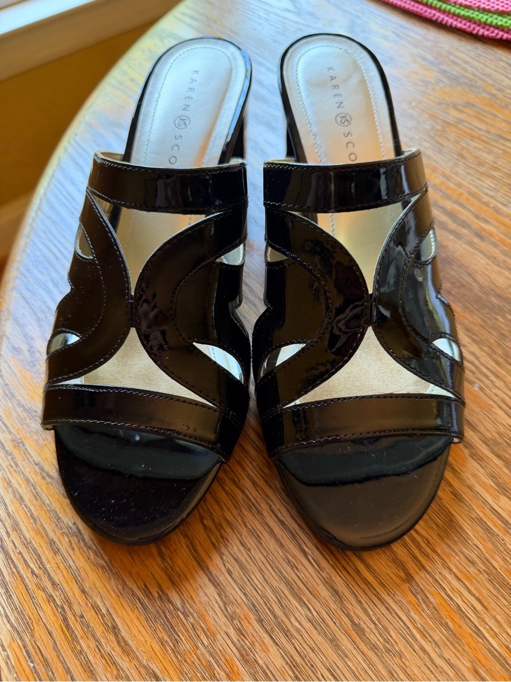Karen Scott Black Patent Open-Toe